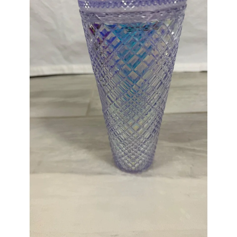 Starbucks Lavender Iridescent Studded Grid Venti Tumbler 24oz Cold Cup Purple